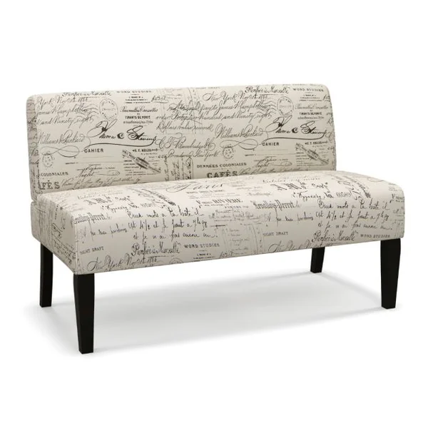 Canapé Causeuse Sans Accoudoirs en Tissu Moderne Support de Coussin à Ressorts Pieds en Bois Massif Canapé 2 Places pour Salon Beige