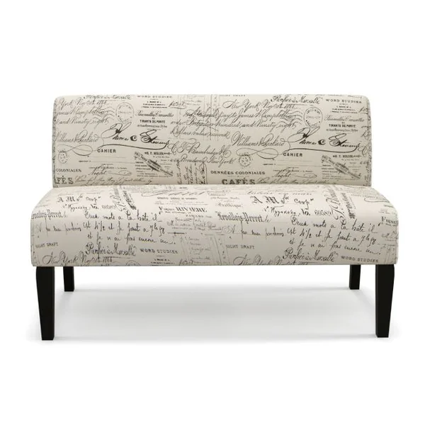 Canapé Causeuse Sans Accoudoirs en Tissu Moderne Support de Coussin à Ressorts Pieds en Bois Massif Canapé 2 Places pour Salon Beige