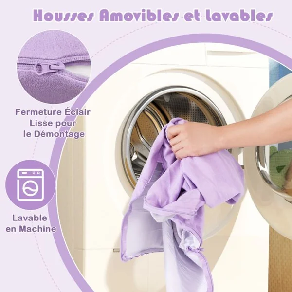 Canapé de Jeu Modulaire pour Enfants 8 Pièces Ensemble de Jeu Convertible en Mousse pour Grimper et Ramper Gris/Violet