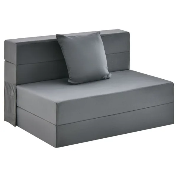 Canapé Pliant avec Oreiller Canapé Lit Mousse Haute Densité Matelas Ergonomique de 15 CM d'Appoint Portable Housse Zippée et Lavable Gris Foncé