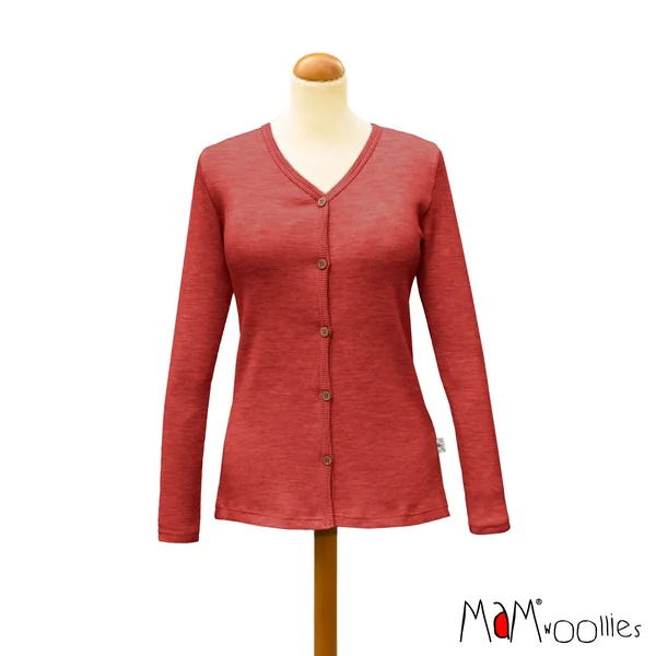 Cardigan femme en laine mérinos avec boutons coco MaM – Coloris 2025/26