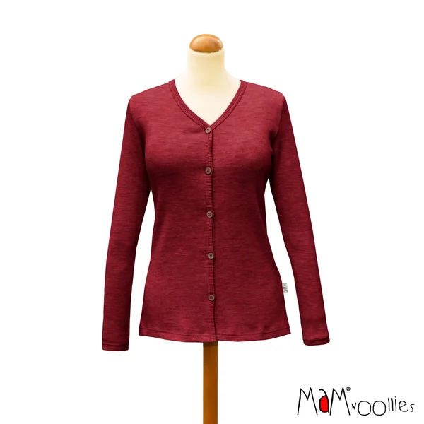Cardigan femme en laine mérinos avec boutons coco MaM – Coloris 2025/26