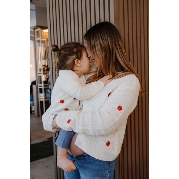 Cardigan fraise - blanc