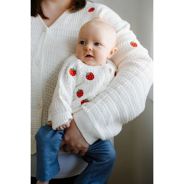 Cardigan fraise - blanc