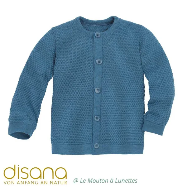 Cardigan laine mérinos fine maille fantaisie - DISANA