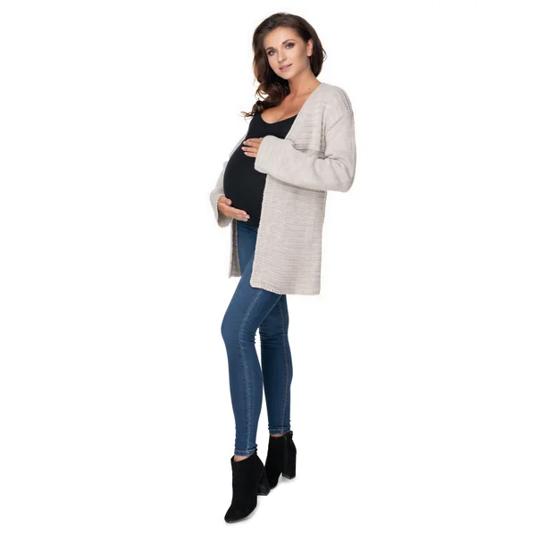 Cardigan long - Beige/Bordeaux/Moutarde