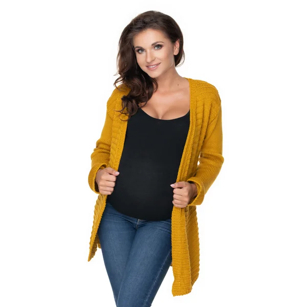 Cardigan long - Beige/Bordeaux/Moutarde