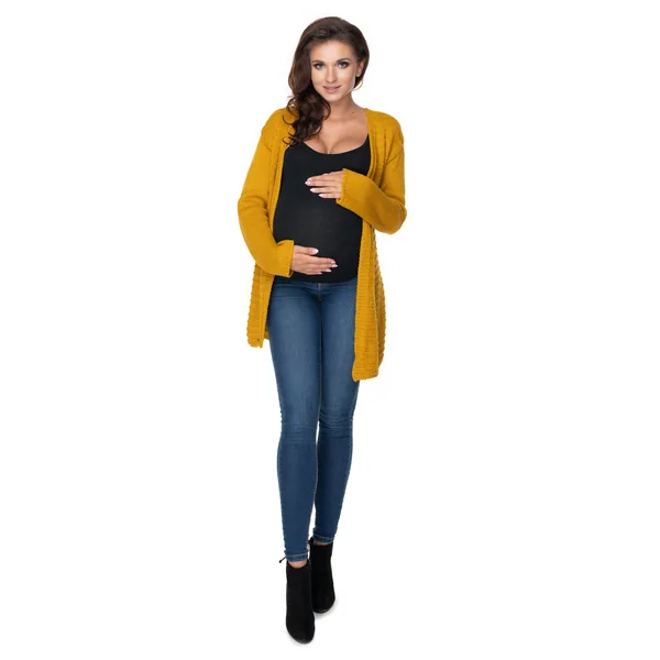 Cardigan long - Beige/Bordeaux/Moutarde