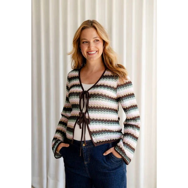 Cardigan léger à boucles - boho pastel