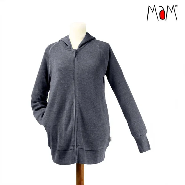 Cardigan zip femme MaM 2025/26 - Veste à capuche en laine mérinos