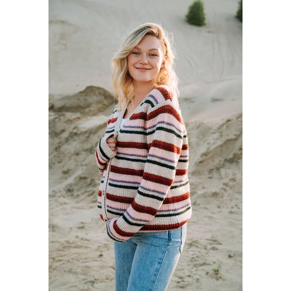 Cardigan à boutons - rayé multicolore