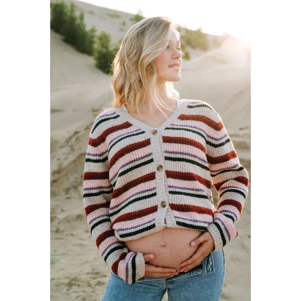 Cardigan à boutons - rayé multicolore
