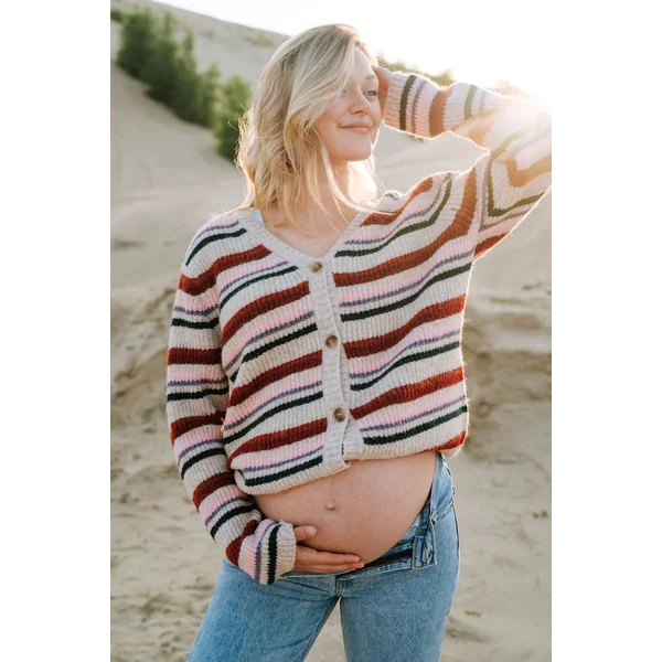 Cardigan à boutons - rayé multicolore