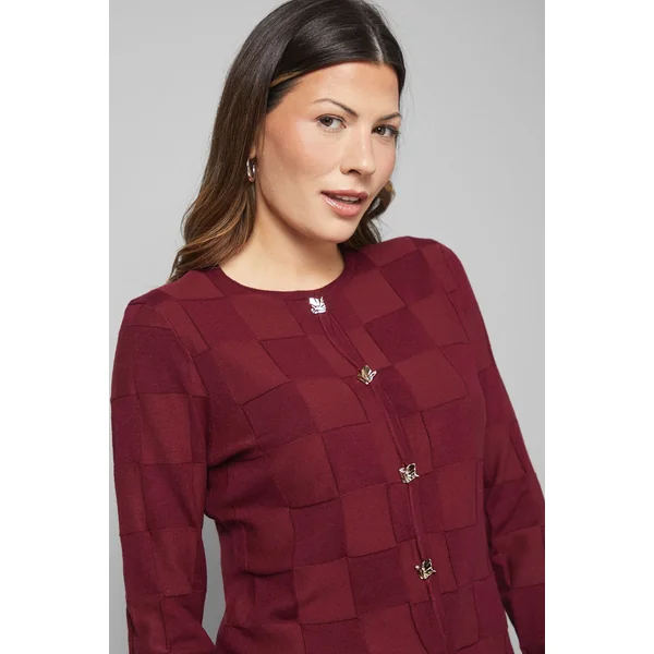 Cardigan à Détails de Maille