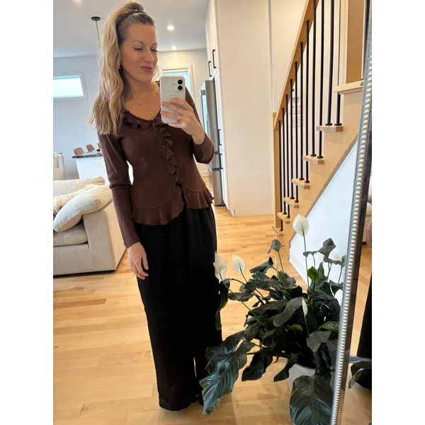 Cardigan à volant léger - chocolat
