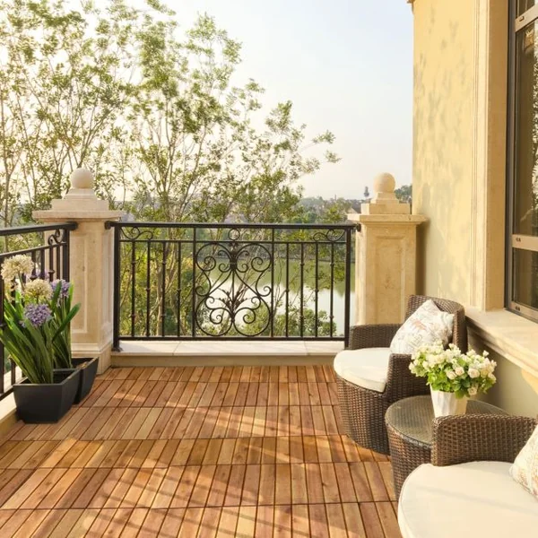 Carreaux de Terrasse en Bois d'Acacia27 Pièces Dalle Bois Huilé 30 x 30 CM Couvrant Surface de 24300 cm² pour Jardin Piscine Balcon