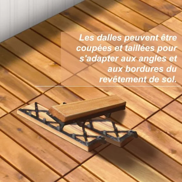 Carreaux de Terrasse en Bois d'Acacia27 Pièces Dalle Bois Huilé 30 x 30 CM Couvrant Surface de 24300 cm² pour Jardin Piscine Balcon