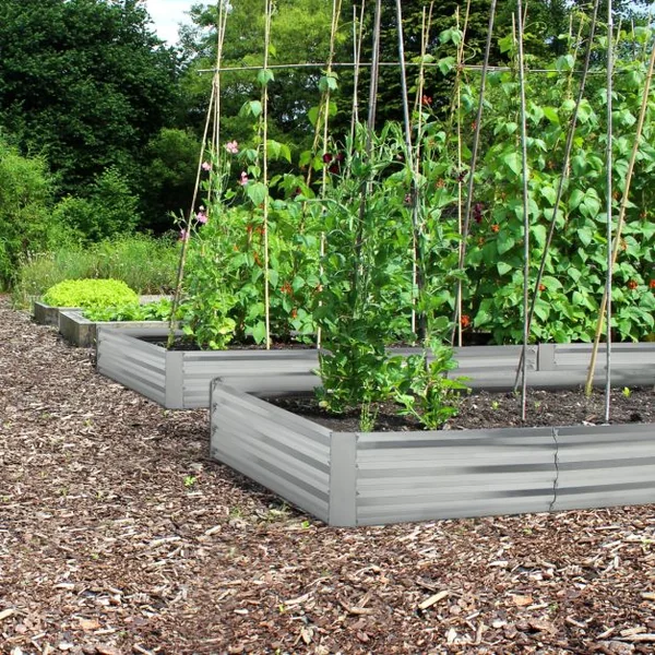 Carré Potager de Jardin Rectangulaire en Fer Galvanisé 182x93x30 CM Jardinière Surélevée Bac à Fleurs avec Base Ouverte