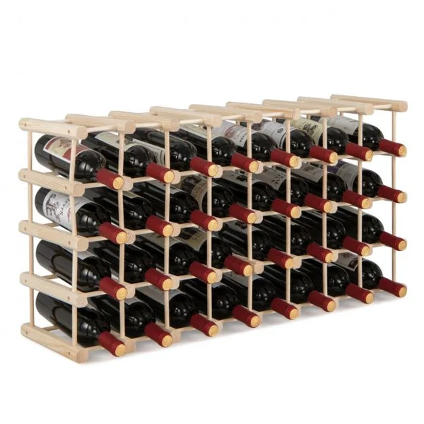 Casier à Vin en Bois avec Structure Stable en Bois Massif pour Cuisine Garde-manger Cave à Vin Bar