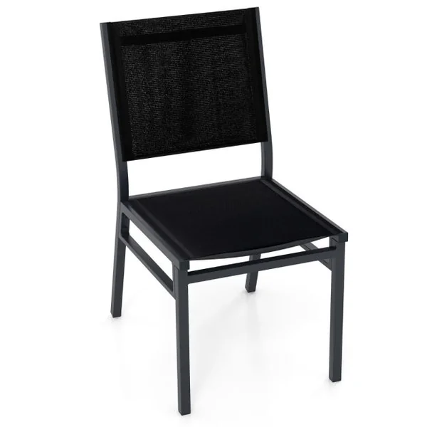 Chaise/2Chaises de Terrasse Extérieures Chaise de Jardin sans Accoudoirs avec Siège et Dossier Respirants Cadre en Aluminium Robuste Noir