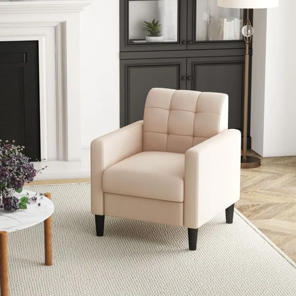 Chaise d'Appoint Moderne en Velours du Milieu du Siècle Fauteuil Rembourré avec Dossier Capitonné Fauteuil Gris