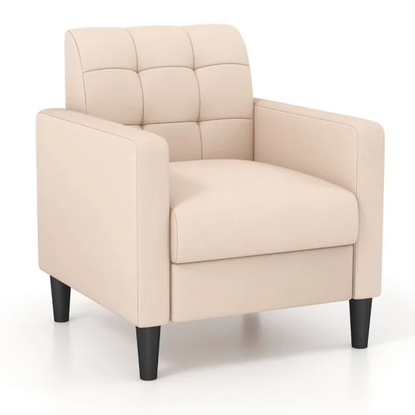 Chaise d'Appoint Moderne en Velours du Milieu du Siècle Fauteuil Rembourré avec Dossier Capitonné Fauteuil Gris