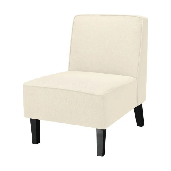 Chaise d'Appoint Rembourrée Fauteuil Simple en Tissu de Lin Chaise de Loisirs Sans Accoudoirs Coussin en Éponge Épais pour Salon Chambre Beige