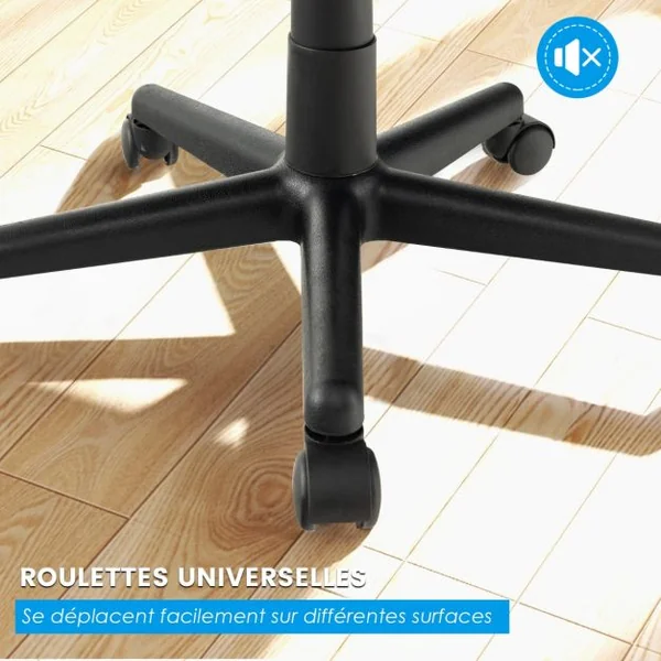 Chaise de Bureau Ergonomique Chaise de Travail avec Dossier à Bascule Pivotante en Maille avec Accoudoirs pour Chambre Bureau Noir