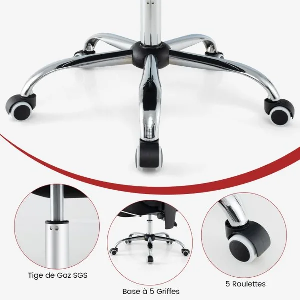 Chaise de Bureau Ergonomique en Maille avec Repose-pieds Chaise de Direction Pivotante Dossier Réglable Appui-tête Accoudoirs Noir