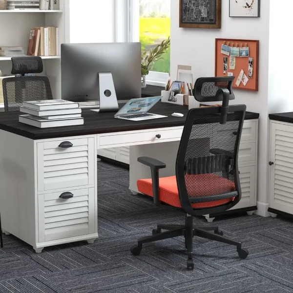 Chaise de Bureau Ergonomique Réglable en Hauteur Noir Orange
