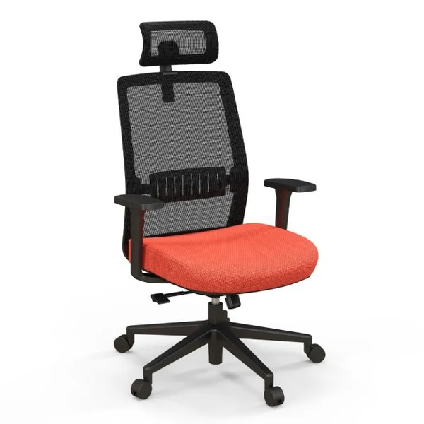Chaise de Bureau Ergonomique Réglable en Hauteur Noir Orange