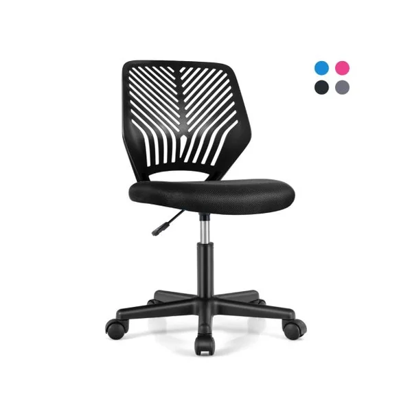 Chaise de Bureau Pivotante Enfants avec Hauteur Réglable 77-89cm Siège à Roulettes avec Dossier Ergonomique & Base à 5 Étoiles Charge 150kg Bleu/Gris/Noir/Rose