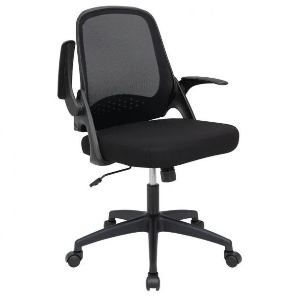 Chaise de Bureau à Roulettes Pivotante Bascule en Maille avec Soutien Lombaire Hauteur d'Assise Réglable 45 - 55 CM Noir