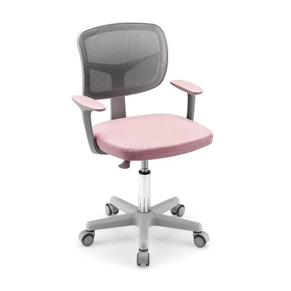 Chaise de Bureau à Roulettes pour Enfants Verrouillage automatique Soutien Lombaire Siège Pivotant Hauteur Réglable 80-91,5 CM 3-10 Ans 7 Couleurs au Choix