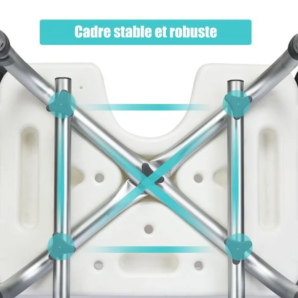 Chaise de Douche avec Accoudoir Hauteur Ajustable Cadre en Aluminium Dossier Amovible Noir