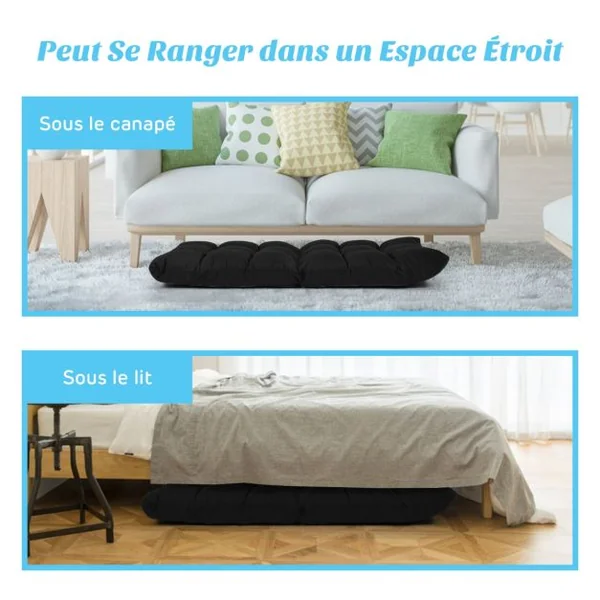 Chaise de Jeu en Velours avec Dossier Réglable à 14 Positions Rembourrage en Éponge Épaisse Chaise Longue Moelleuse Noir
