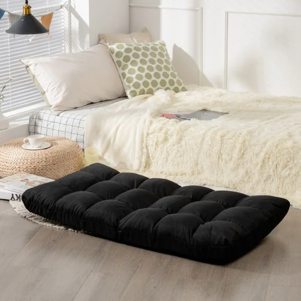 Chaise de Jeu en Velours avec Dossier Réglable à 14 Positions Rembourrage en Éponge Épaisse Chaise Longue Moelleuse Noir