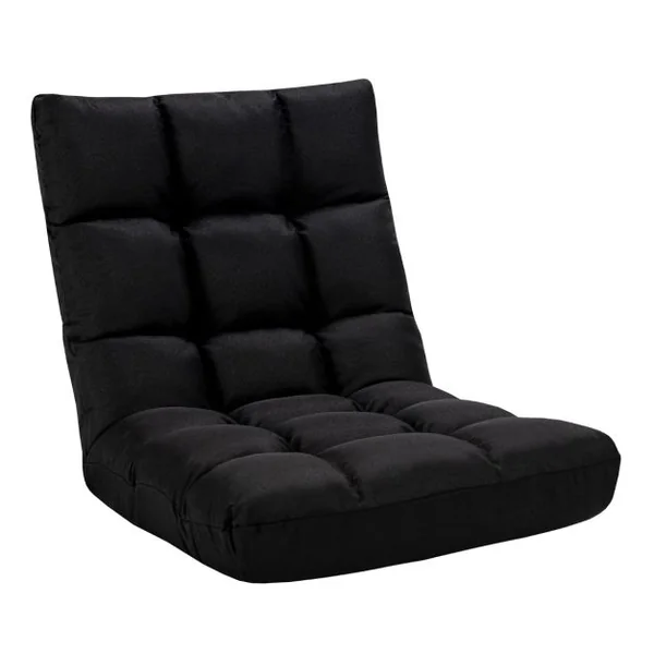 Chaise de Jeu en Velours avec Dossier Réglable à 14 Positions Rembourrage en Éponge Épaisse Chaise Longue Moelleuse Noir