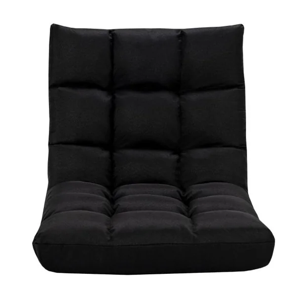 Chaise de Jeu en Velours avec Dossier Réglable à 14 Positions Rembourrage en Éponge Épaisse Chaise Longue Moelleuse Noir