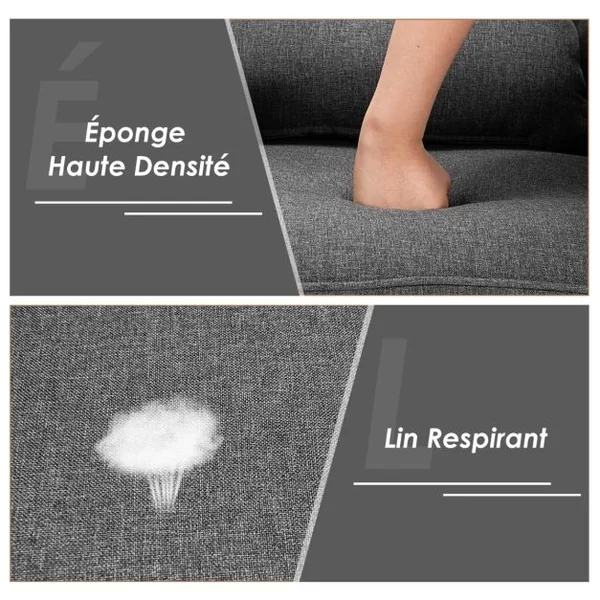 Chaise de Loisirs Moderne Fauteuil d'Appoint Oreiller de Taille Dossier Confortable Accoudoirs Incurvés pour Chambre Salon Bureau Gris