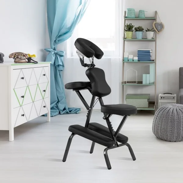 Chaise de Massage Professionnel Portable Hauteur Accoudoirs Coussins Réglables Sac de Transport Capacité 150kg Noir/Bleu/Violet/Blanc