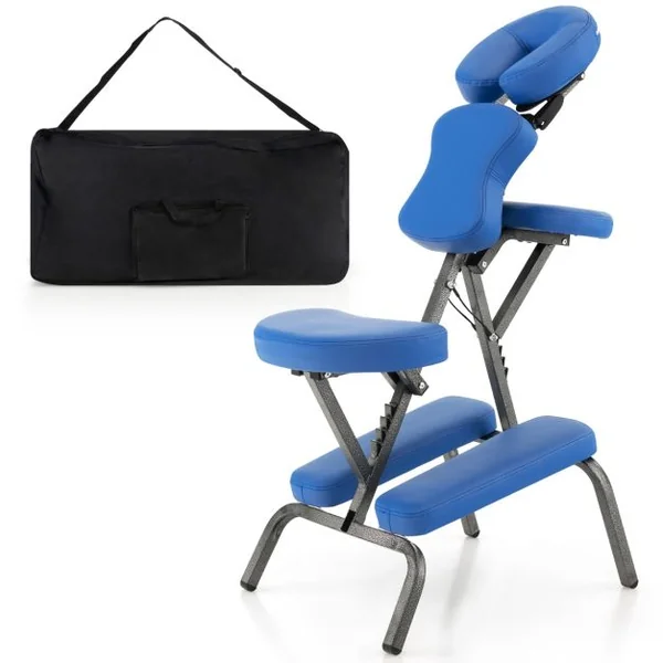 Chaise de Massage Professionnel Portable Hauteur Accoudoirs Coussins Réglables Sac de Transport Capacité 150kg Noir/Bleu/Violet/Blanc