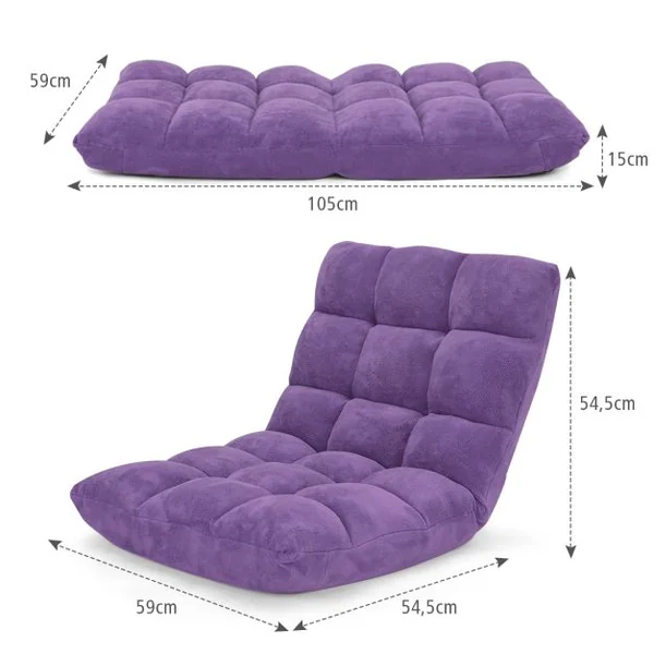 Chaise de Méditation Canapé-Lit Pliable avec 14 Positions Réglables 54,5 x 54,5 x 56CM 12 Couleurs