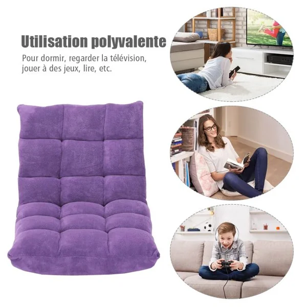 Chaise de Méditation Canapé-Lit Pliable avec 14 Positions Réglables 54,5 x 54,5 x 56CM 12 Couleurs
