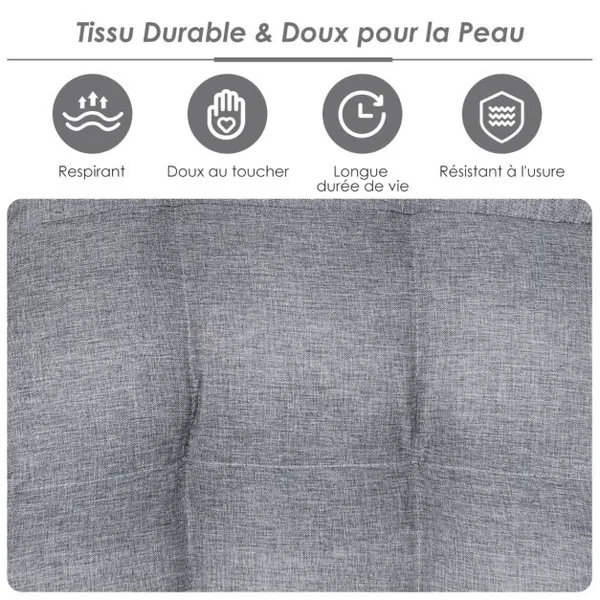 Chaise de Sol Pliante Réglable à 4 Positions Chaise de Sol avec Tête Réglable à 5 Positions et Poche Latérale Gris