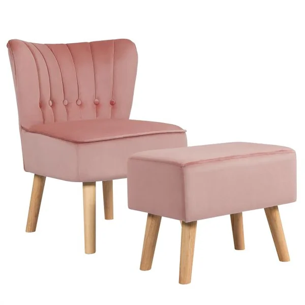 Chaise et Tabouret pour Salle à Mangé avec Surface en Velours Pieds en Bois Hévéa avec Coussin Rembourré Antidérapants Ergonomique Vert