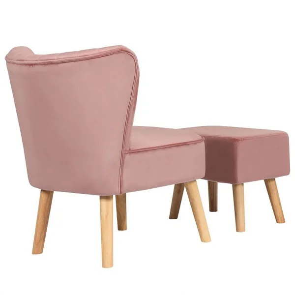 Chaise et Tabouret pour Salle à Mangé avec Surface en Velours Pieds en Bois Hévéa avec Coussin Rembourré Antidérapants Ergonomique Vert