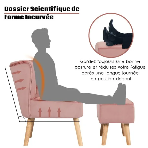 Chaise et Tabouret pour Salle à Mangé avec Surface en Velours Pieds en Bois Hévéa avec Coussin Rembourré Antidérapants Ergonomique Vert