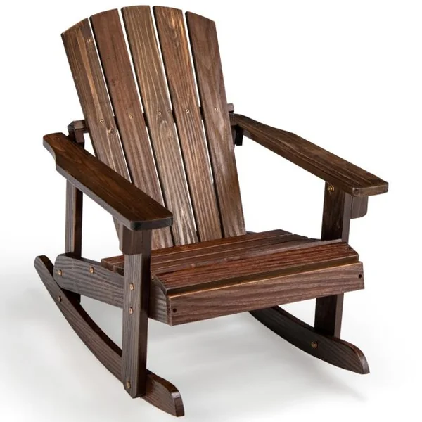 Chaise Fauteuil à Bascule Jardin en Bois de Sapin pour Enfants de 3 Ans+ avec Siège à Lattes et Inclinaison 30° Blanc