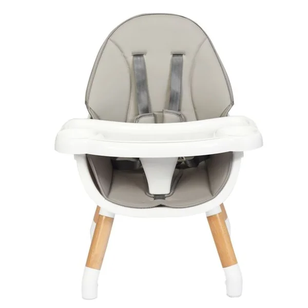 Chaise Haute Bébé 4 en 1 Plateau Réglable en 4 Etapes avec Coussin Amovible Repose-Pieds pour Bébé 6 Mois-3 Ans Charge 15KG Café/Gris/Kaki